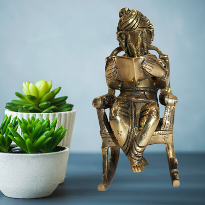 Brass Chair Ganesh Statue