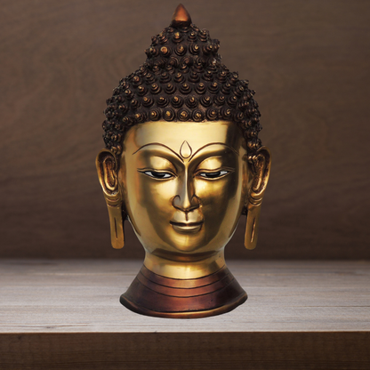 Brass Budha Head With Antique Finish