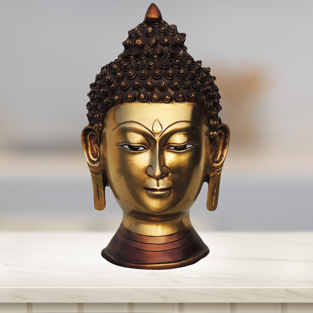 Brass Budha Head With Antique Finish