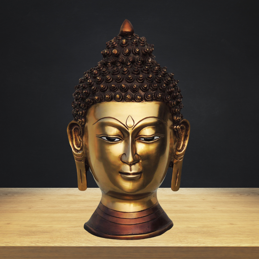 Brass Budha Head With Antique Finish