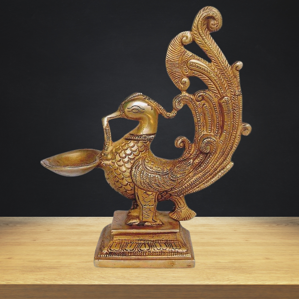 Brass Cock Murga Oil Lamp Deepak