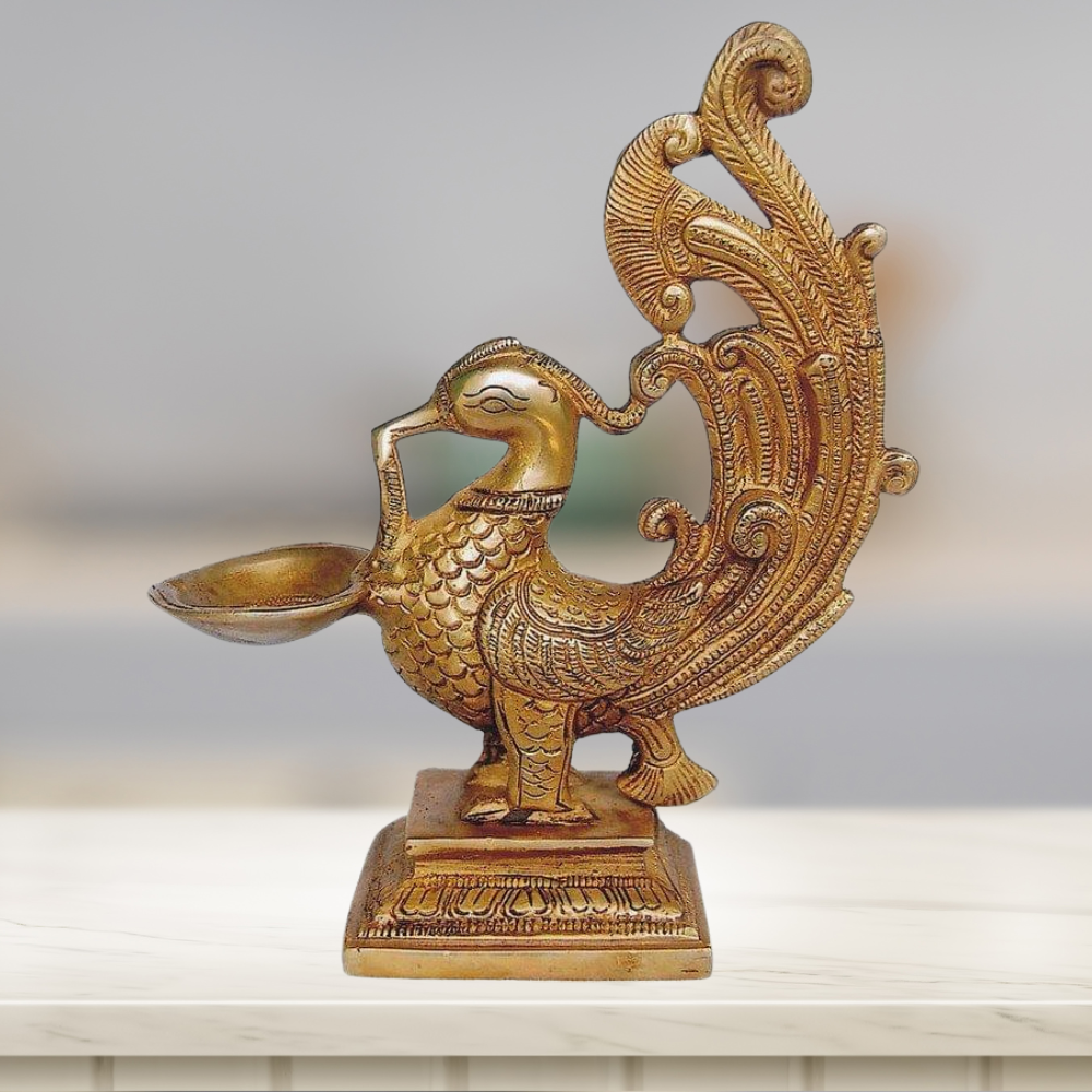 Brass Cock Murga Oil Lamp Deepak