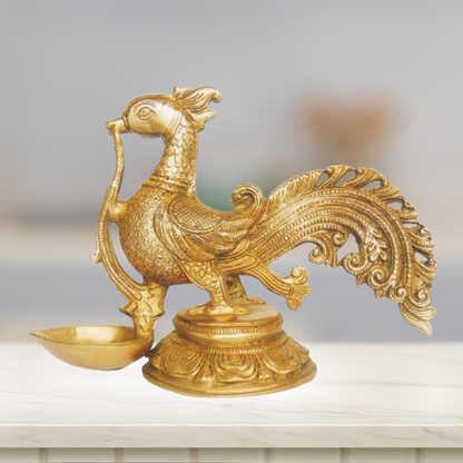 Brass Cock Murga Oil Lamp Deepak