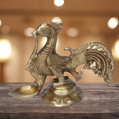 Brass Cock Murga Oil Lamp Deepak