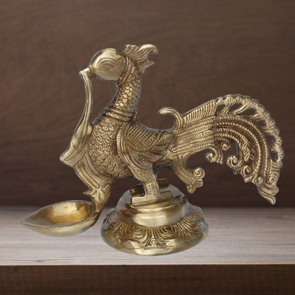 Brass Cock Murga Oil Lamp Deepak