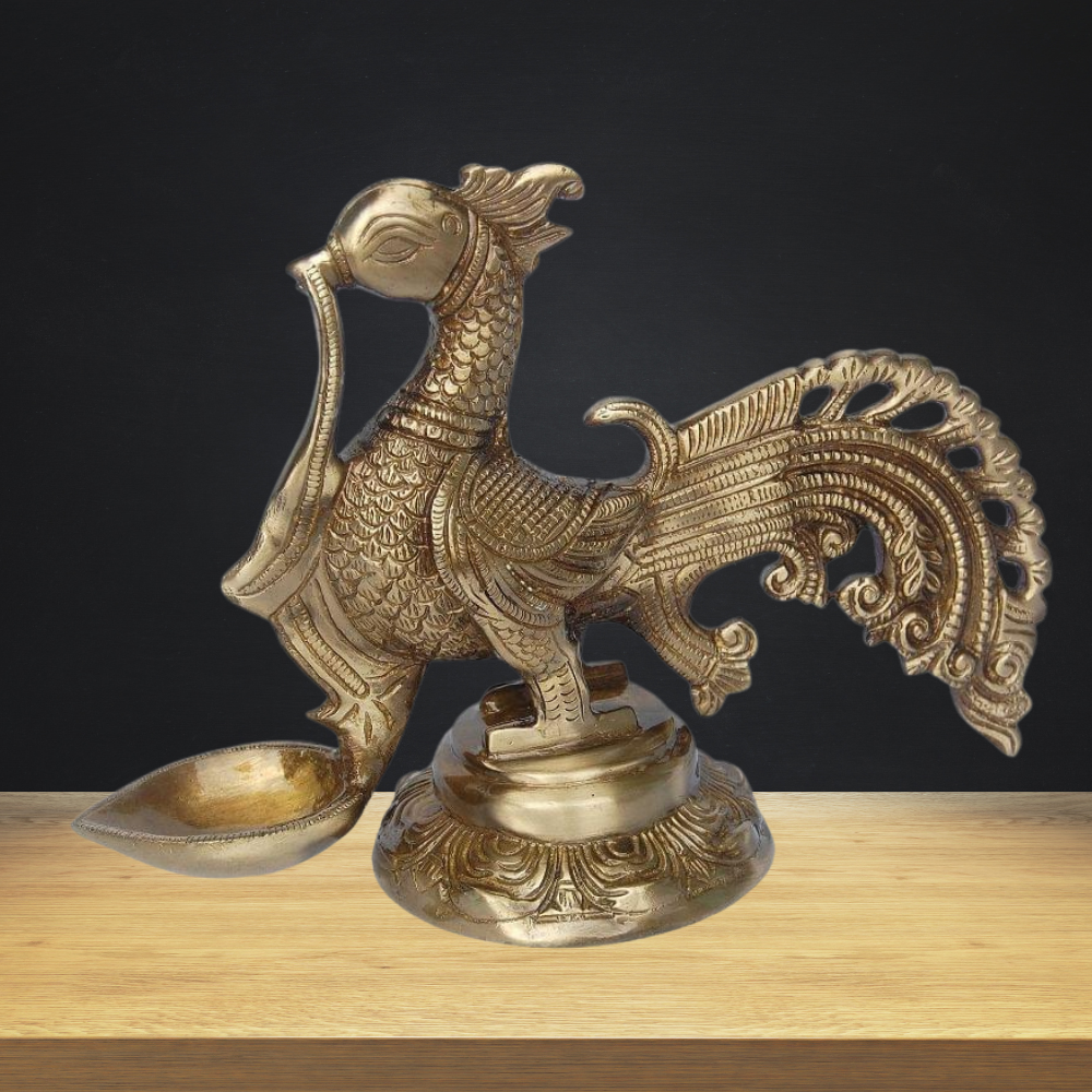 Brass Cock Murga Oil Lamp Deepak