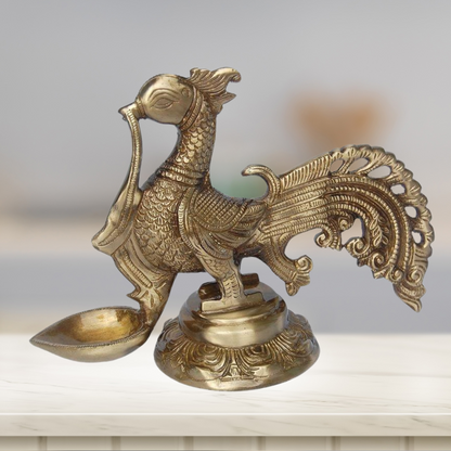 Brass Cock Murga Oil Lamp Deepak