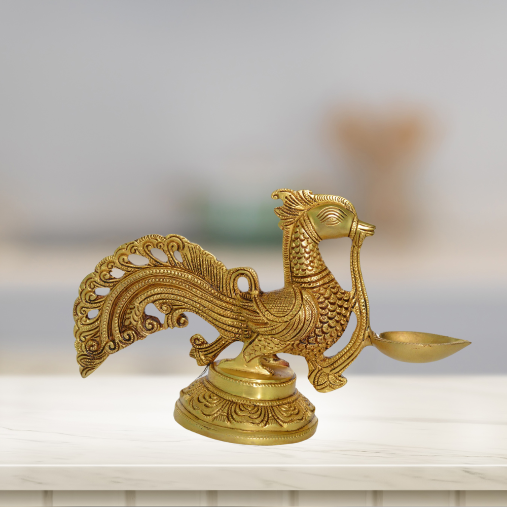 Brass Cock | Murga Oil Lamp Deepak