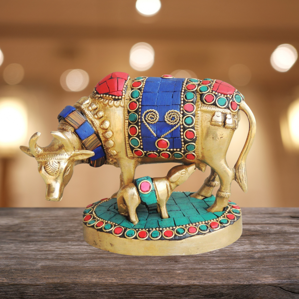 Brass Cow Stone Statue