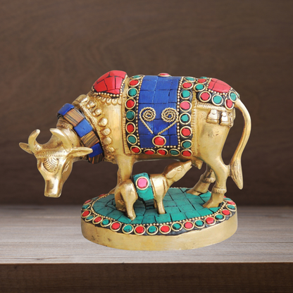 Brass Cow Stone Statue