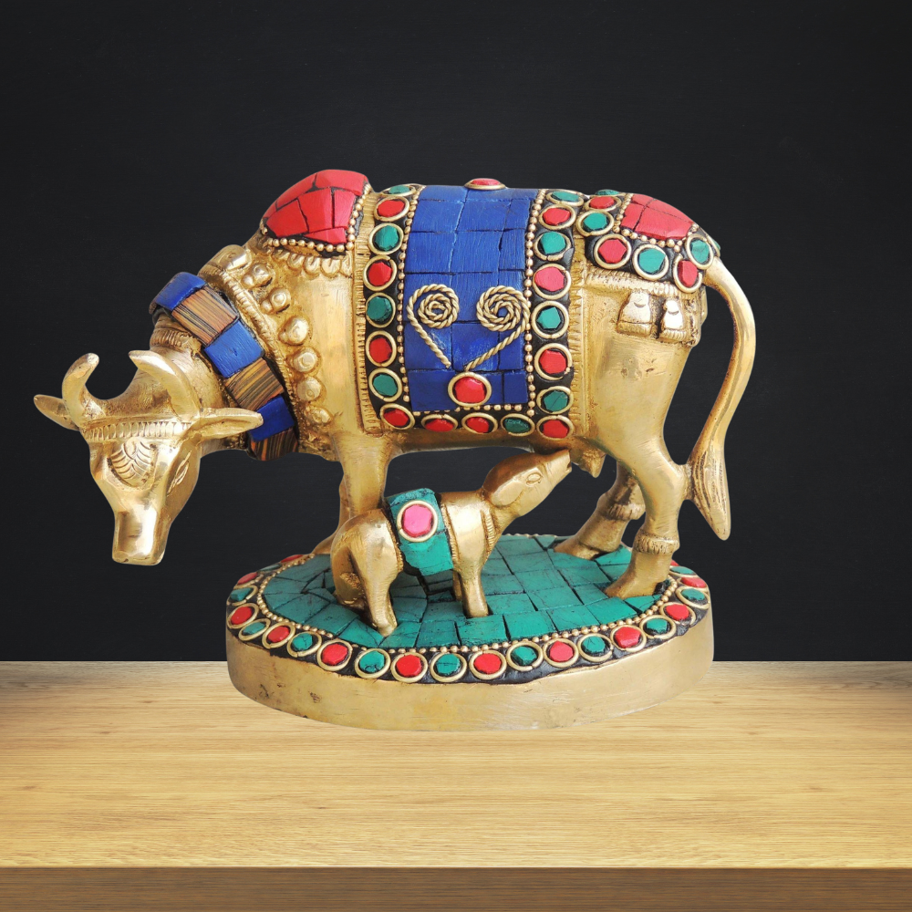 Brass Cow Stone Statue