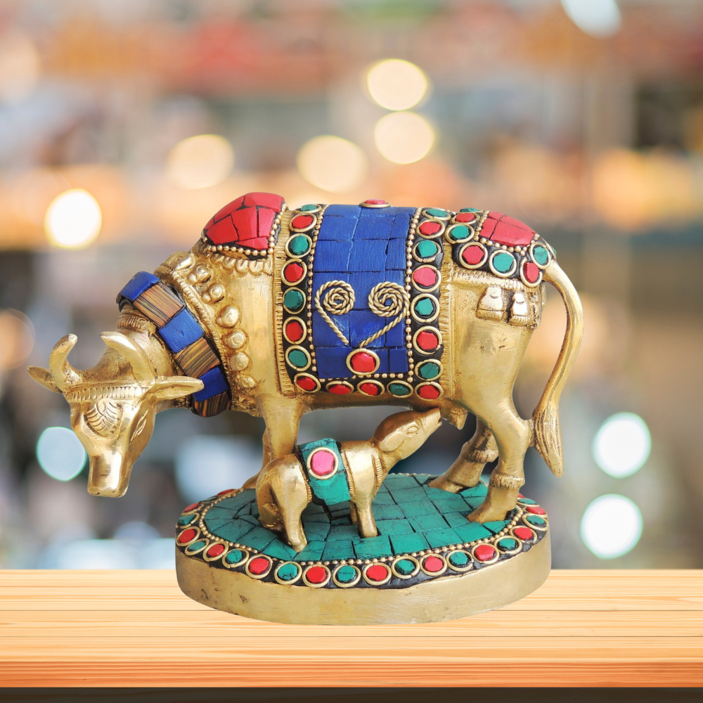 Brass Cow Stone Statue