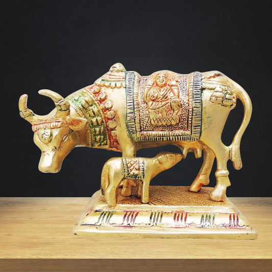 Brass Cow With Calf Statue