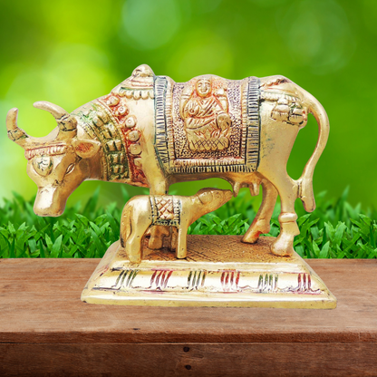 Brass Cow With Calf Statue