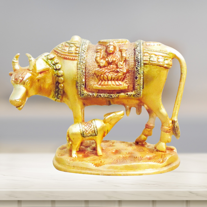 Brass Cow With Calf Statue