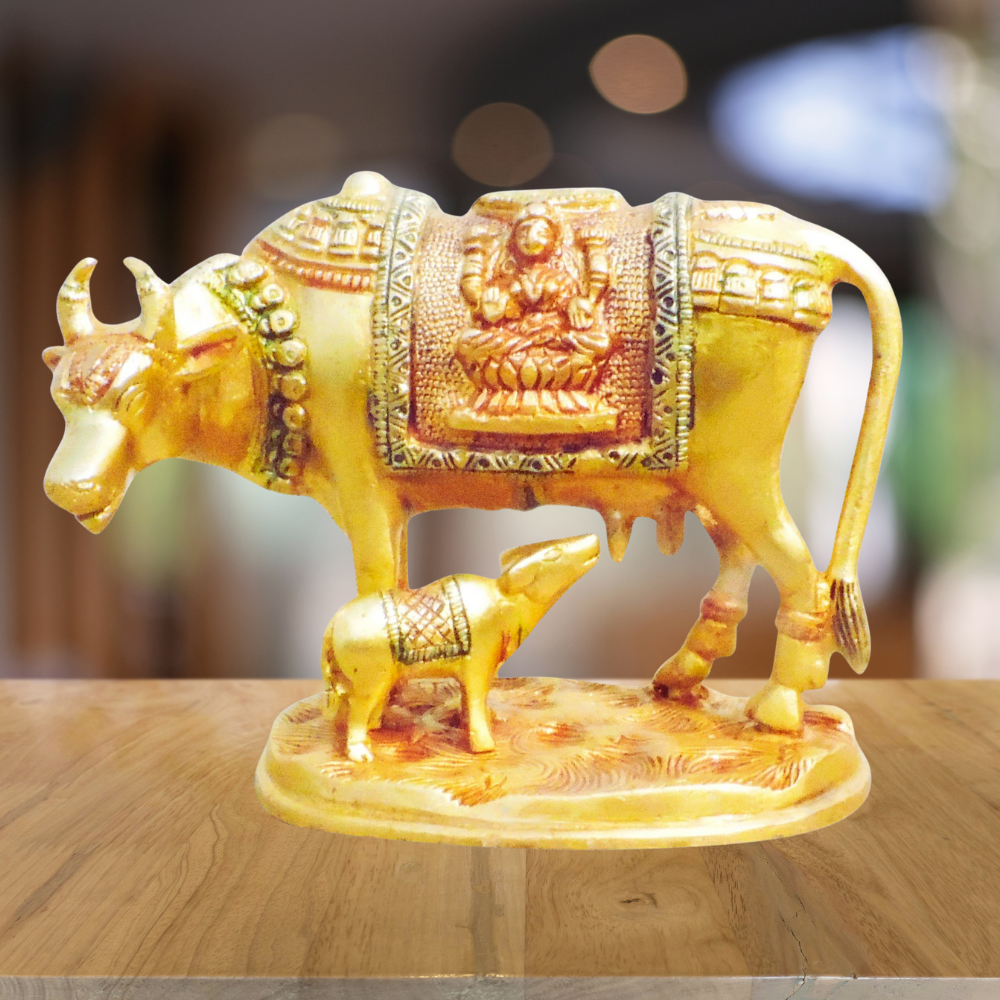 Brass Cow With Calf Statue