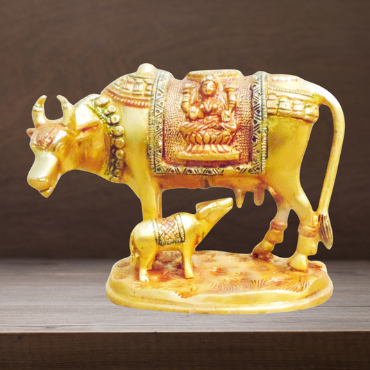 Brass Cow With Calf Statue