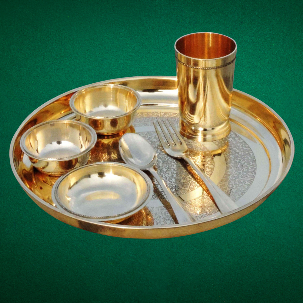 Pure Brass Thali Set 7 Pcs