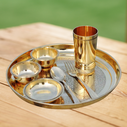 Pure Brass Thali Set 7 Pcs