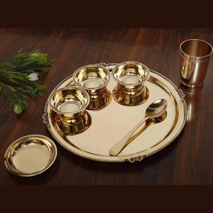 Pure Brass Thali Set 7 Pcs