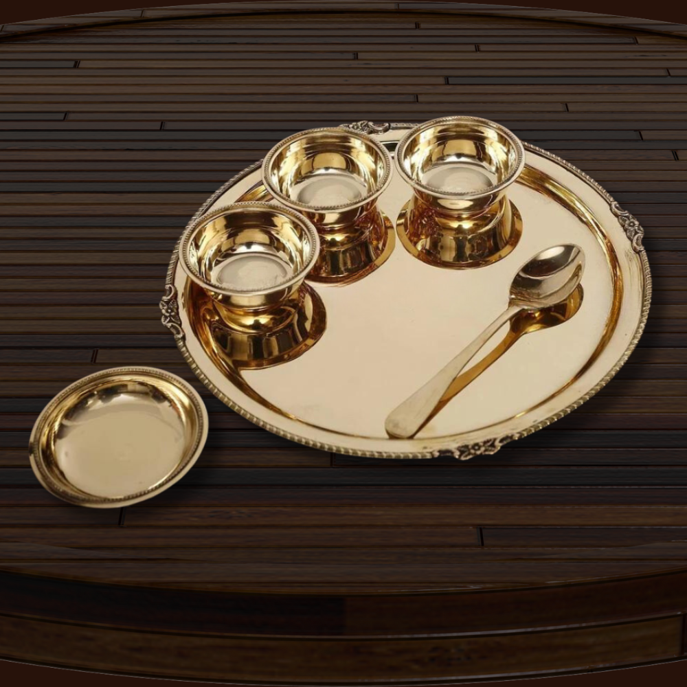 Pure Brass Thali Set 7 Pcs