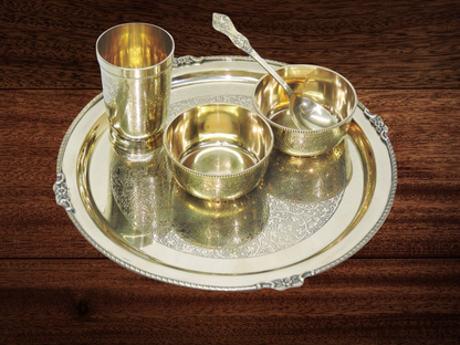 Pure Brass Thali Set 5 Pcs