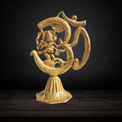 Brass Showpiece Om Ganesh Stand