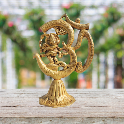 Brass Showpiece Om Ganesh Stand