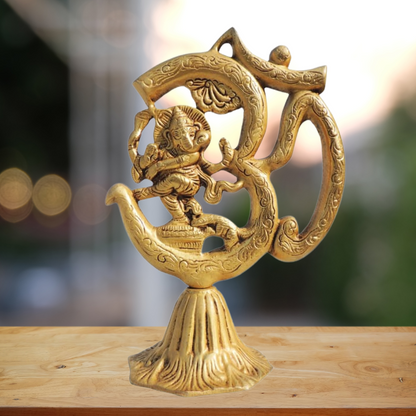 Brass Showpiece Om Ganesh Stand