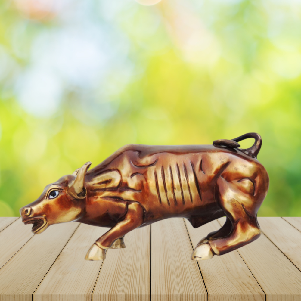 Brass Bull Idol Medium With Antique Finish