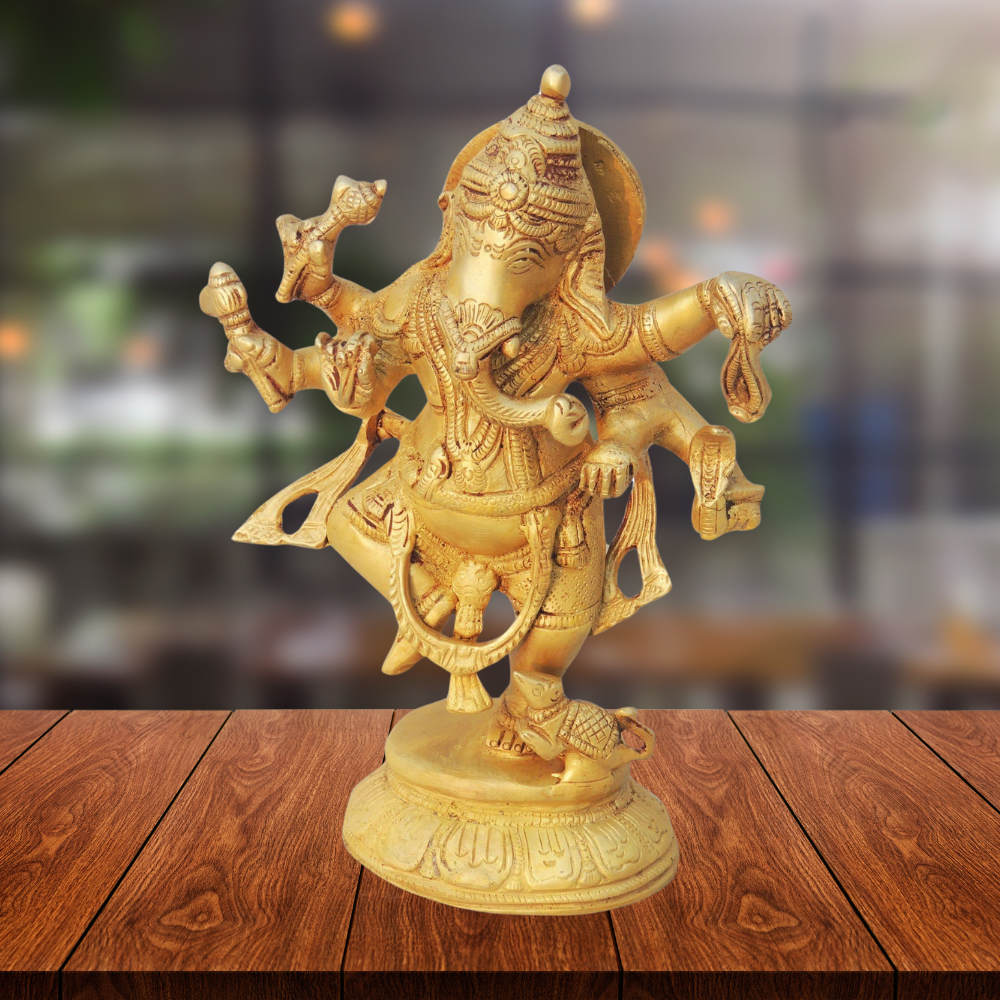 Brass Dancing Ganesha Statue