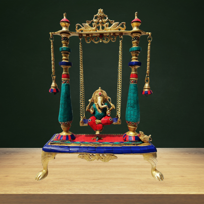 Brass Ganesh Ji Jhula Statue