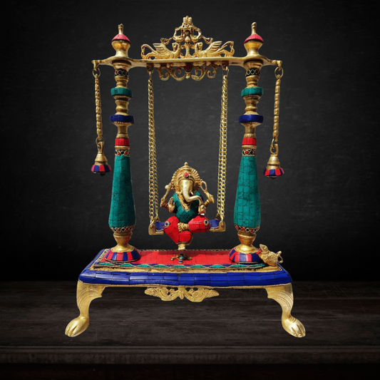 Brass Ganesh Ji Jhula Statue