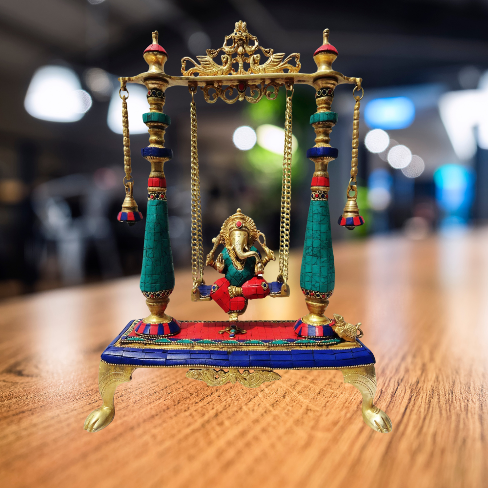 Brass Ganesh Ji Jhula Statue