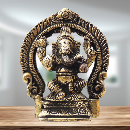 Brass Ganesh Circle God Idol Statue