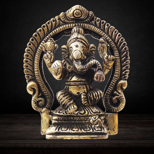 Brass Ganesh Circle God Idol Statue