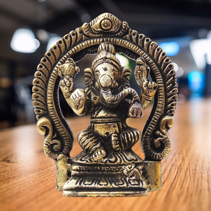 Brass Ganesh Circle God Idol Statue