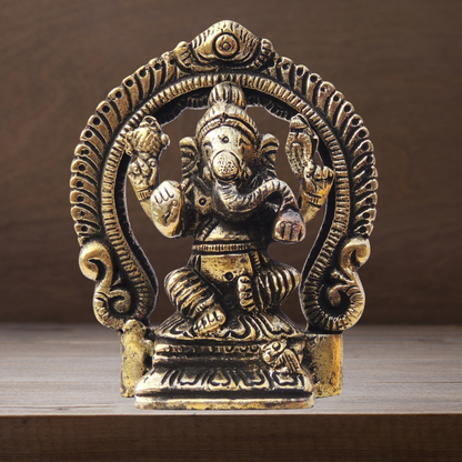 Brass Ganesh Circle God Idol Statue