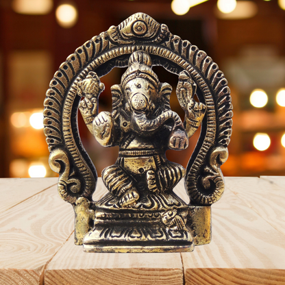 Brass Ganesh Circle God Idol Statue