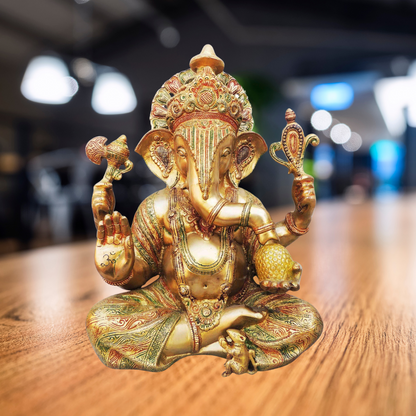 Brass Ganesh Ji Colour God Idol Statue