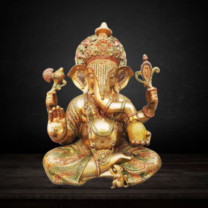 Brass Ganesh Ji Colour God Idol Statue