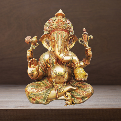 Brass Ganesh Ji Colour God Idol Statue