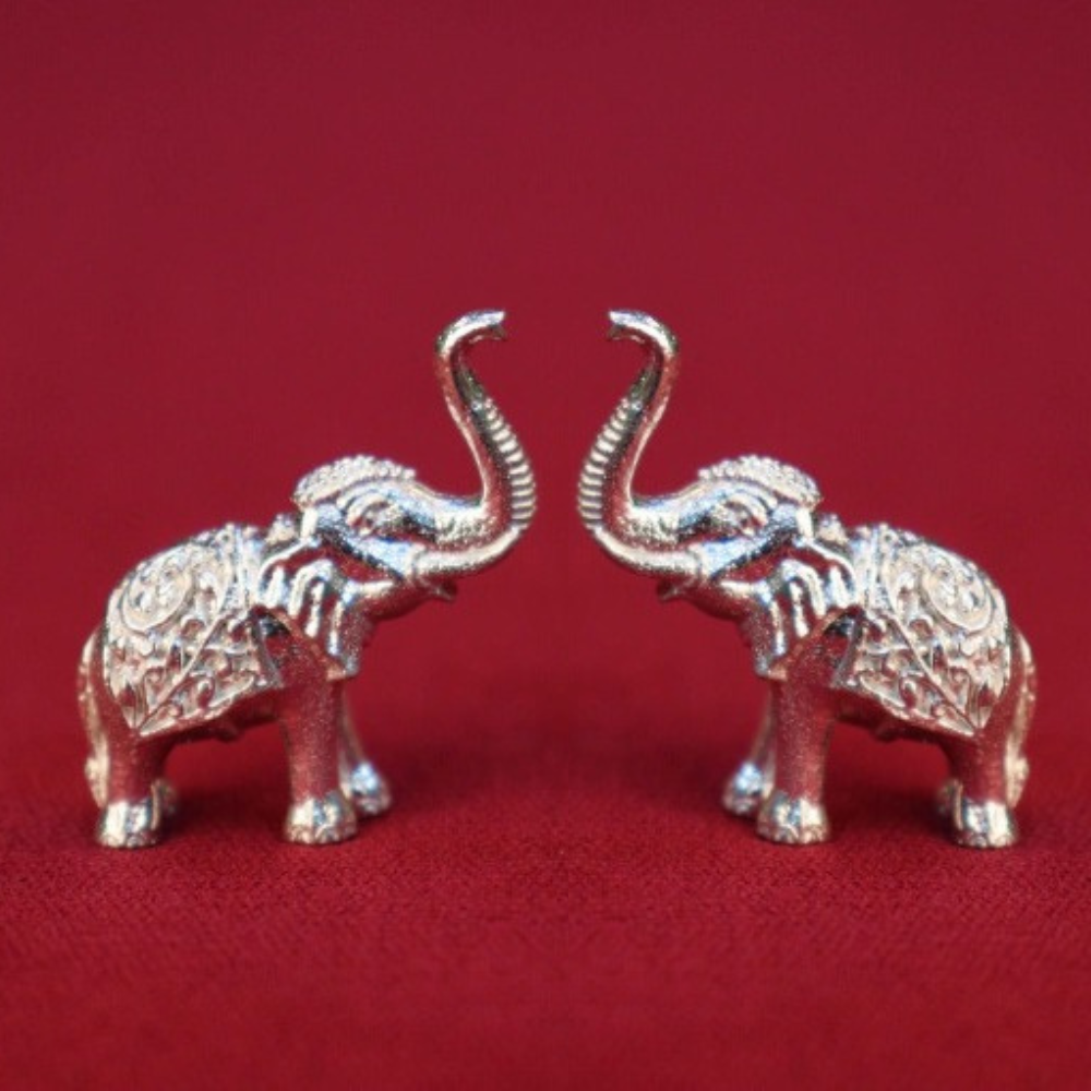 Pure Silver Elephants Pair