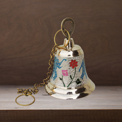 Brass Hanging Pooja Bell White Color