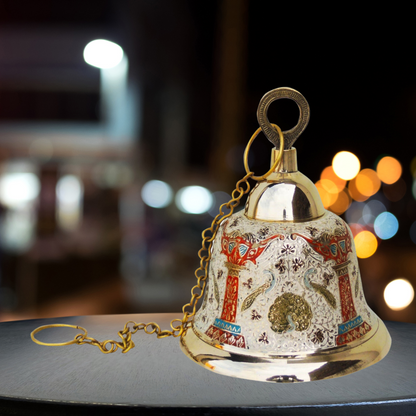 Brass Hanging Pooja Bell White Color