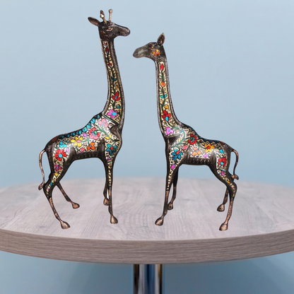 Brass Giraffe Statue Set of 2 Pieces