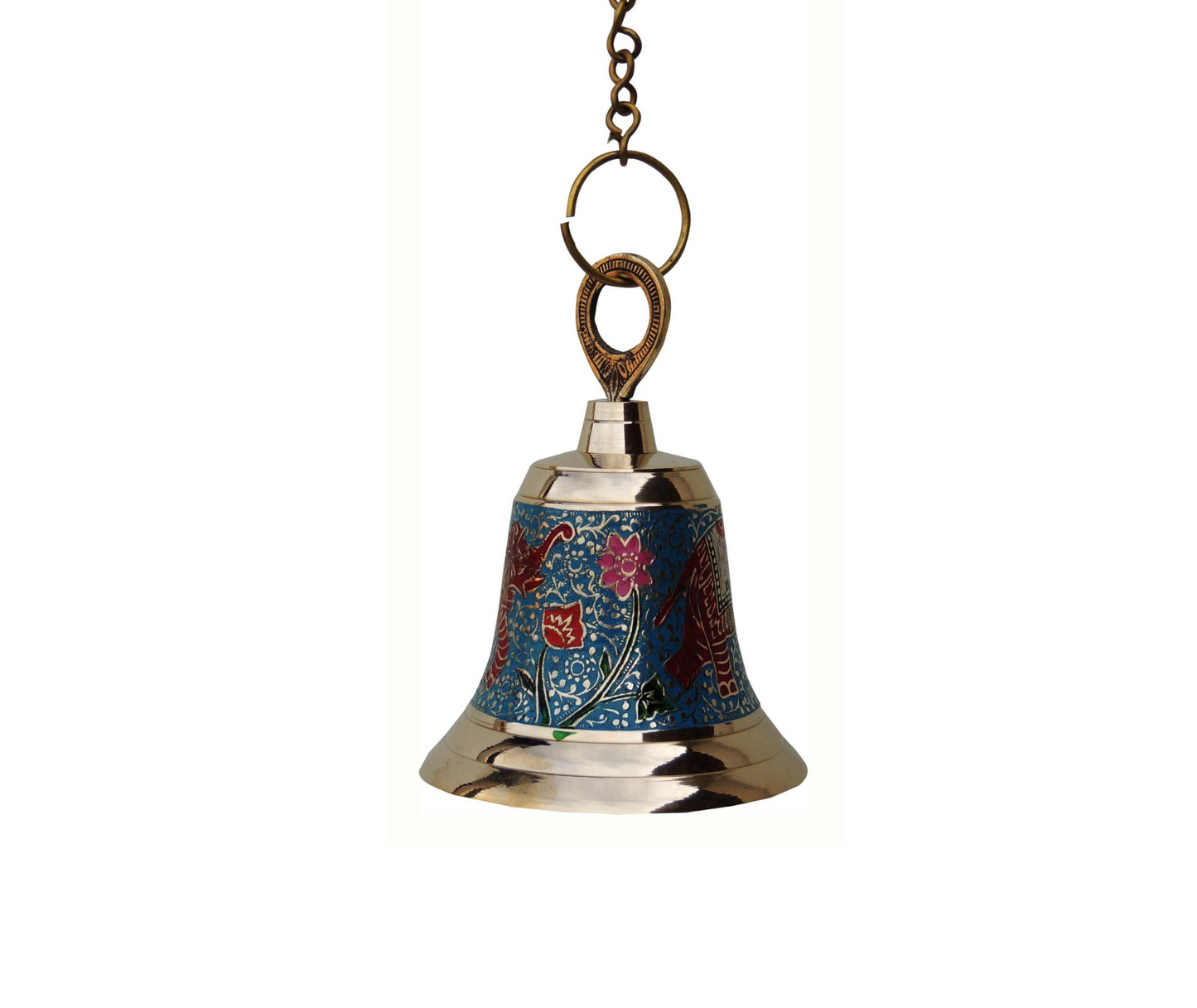 Brass Hanging Pooja Bell Blue Color