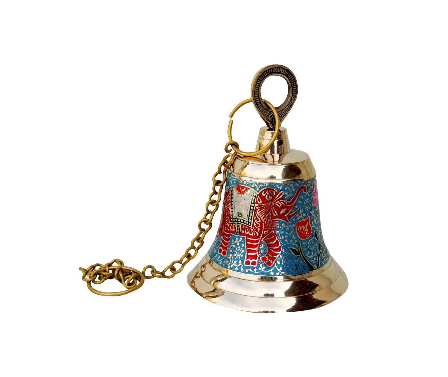 Brass Hanging Pooja Bell Blue Color