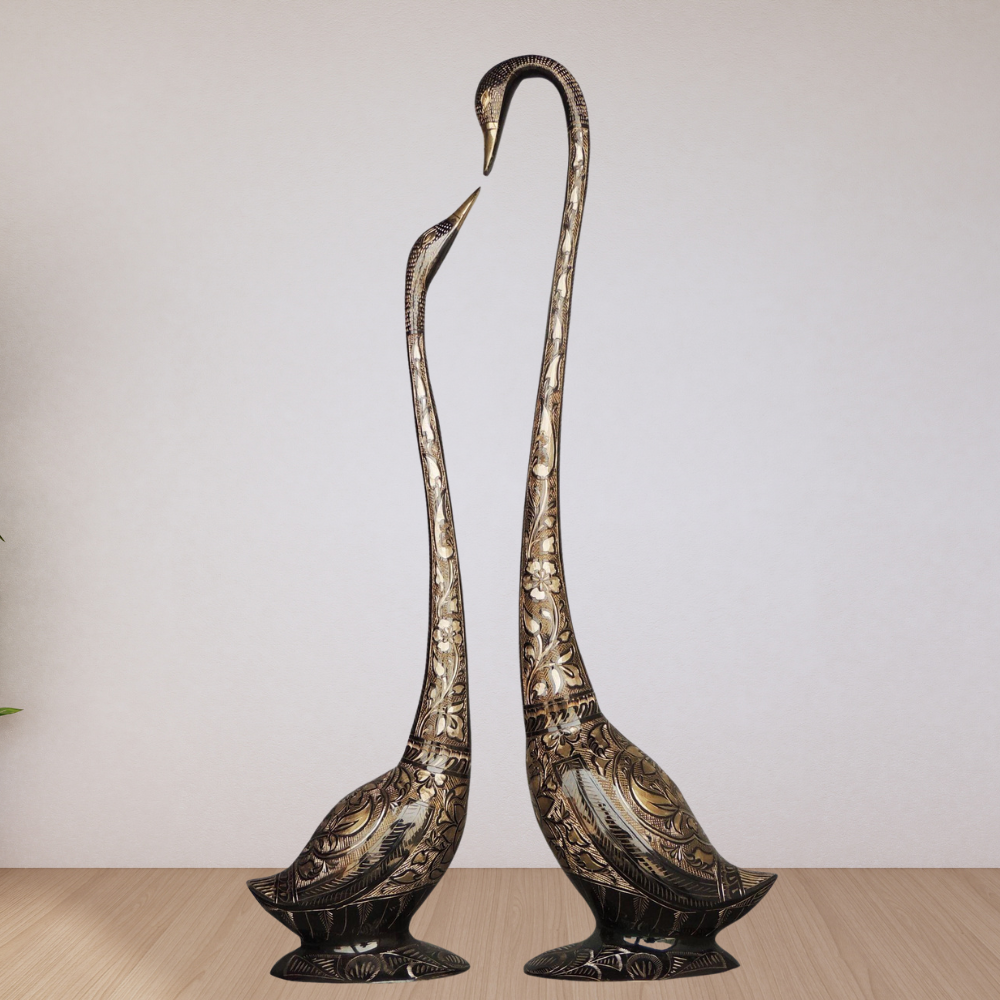 Brass Duck Pair Statue Medium