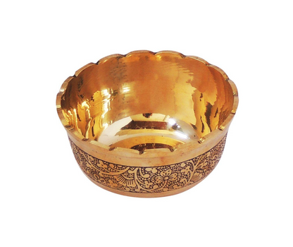 Brass Bowl Katori Flower Design